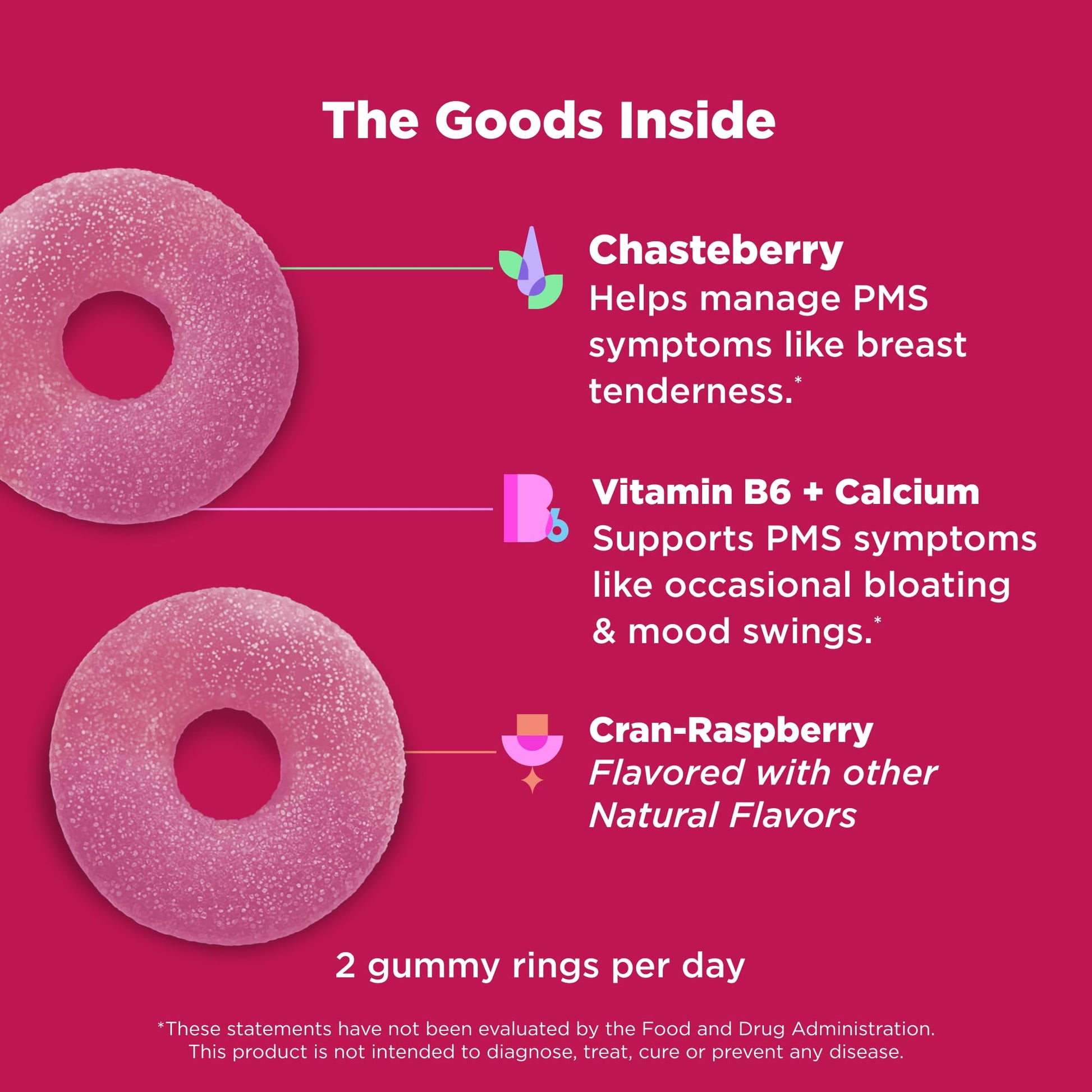OLLY Period Hero Gummies, PMS Support Supplement,* Chasteberry, Vitamin B6, Calcium, Cran-Raspberry Flavor, 30 Day Supply - 60 Count OLLYAu supplements