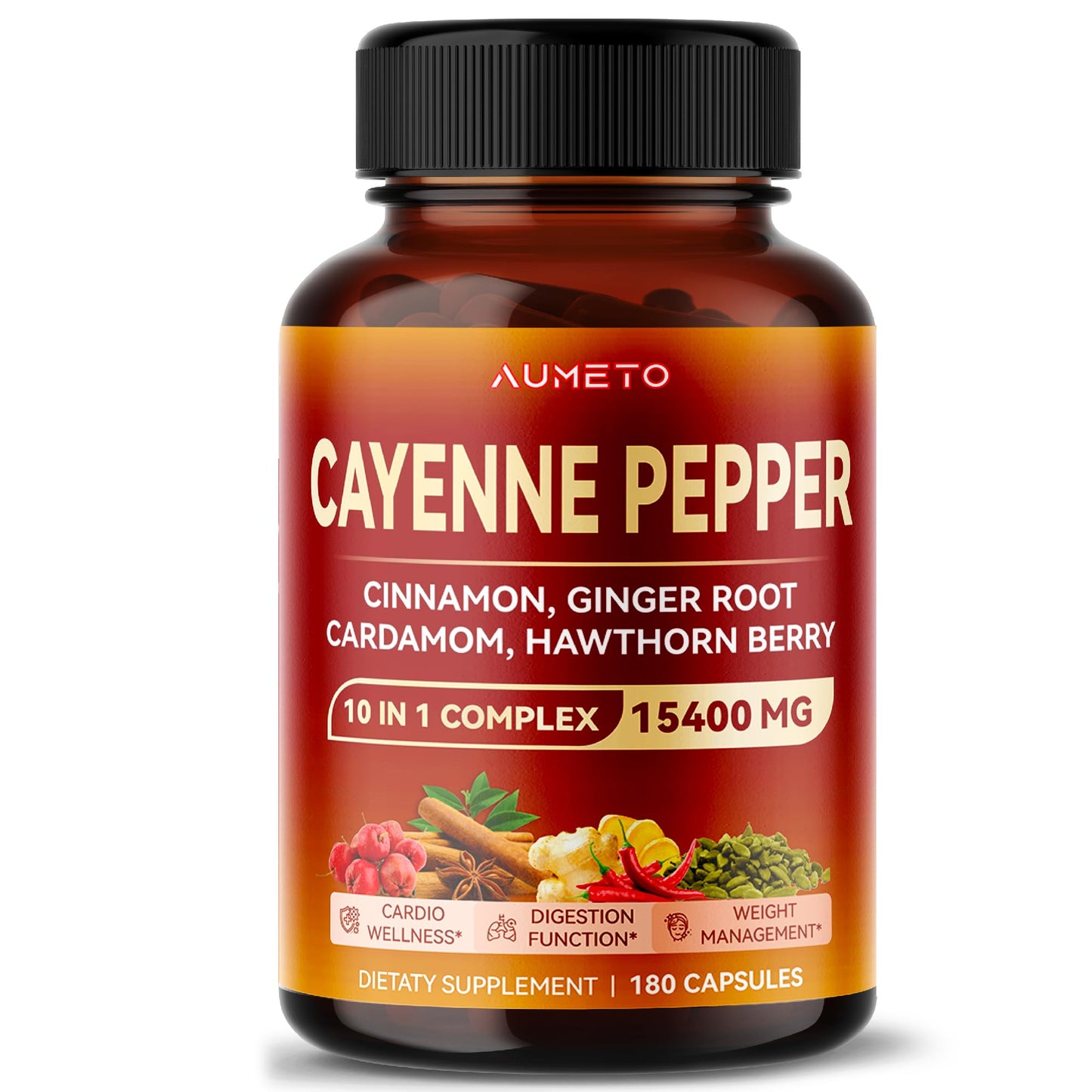 AUMETO Cayenne Pepper 15,400mg Ultra Complex with Cinnamon, Ginger Root, Cardamom AUMETOUS supplements