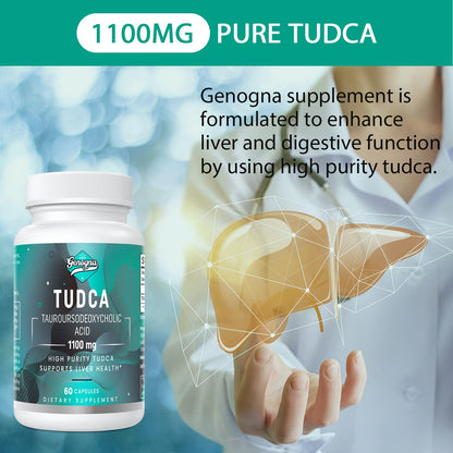 Genogna TUDCA 1100mg-Liver Support Supplement for Detox Cleanse, Water-Soluble Bile GenognaUS supplements