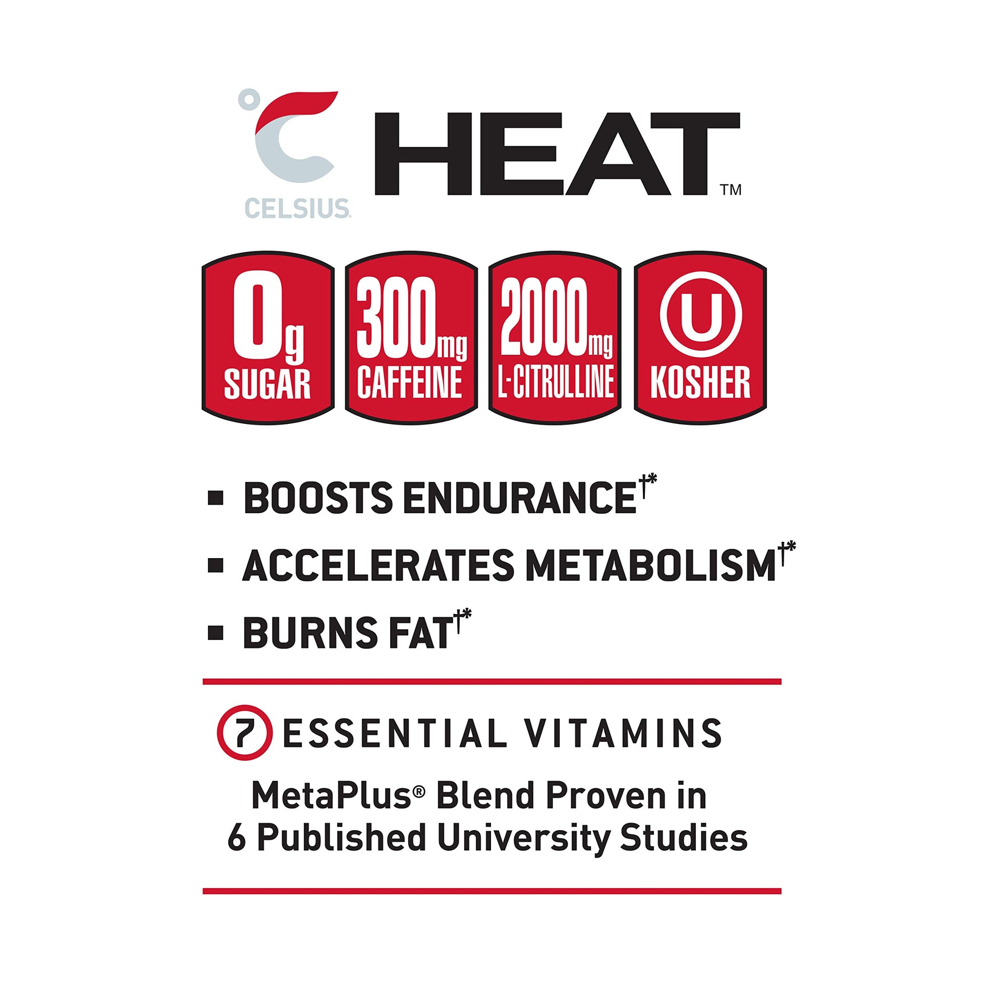 CELSIUS HEAT Inferno Punch Performance Energy Drink, Zero Sugar, 16oz. Can (Pack of 12) CELSIUSUS supplements