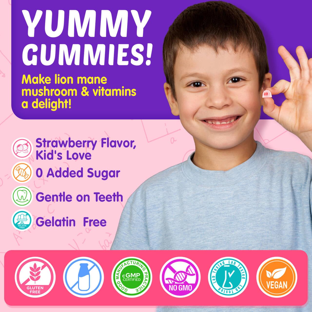Kids Brain Gummies with Lion's Mane Mushroom, Methyl B6, B9, B12, Supper Greens, Lutein, Brain Booster Supplement for Focus & Attention, Cognitive Function, Vision & Energy, Sugar Free, Vegan 2 Pack NextdiaAu supplements