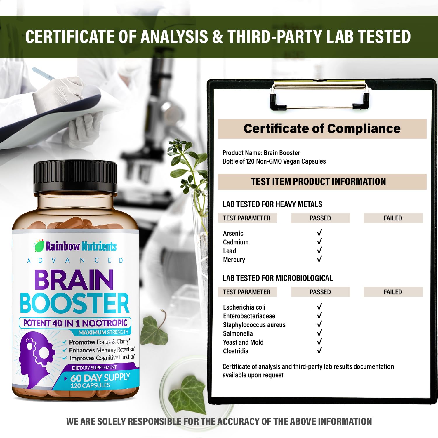 40-in-1 Brain Booster Supplements for Memory, Focus, Clarity, Energy, Performance Rainbow Nutrients, LLCUS supplements