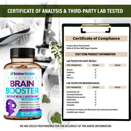 40-in-1 Brain Booster Supplements for Memory, Focus, Clarity, Energy, Performance Rainbow Nutrients, LLCUS supplements