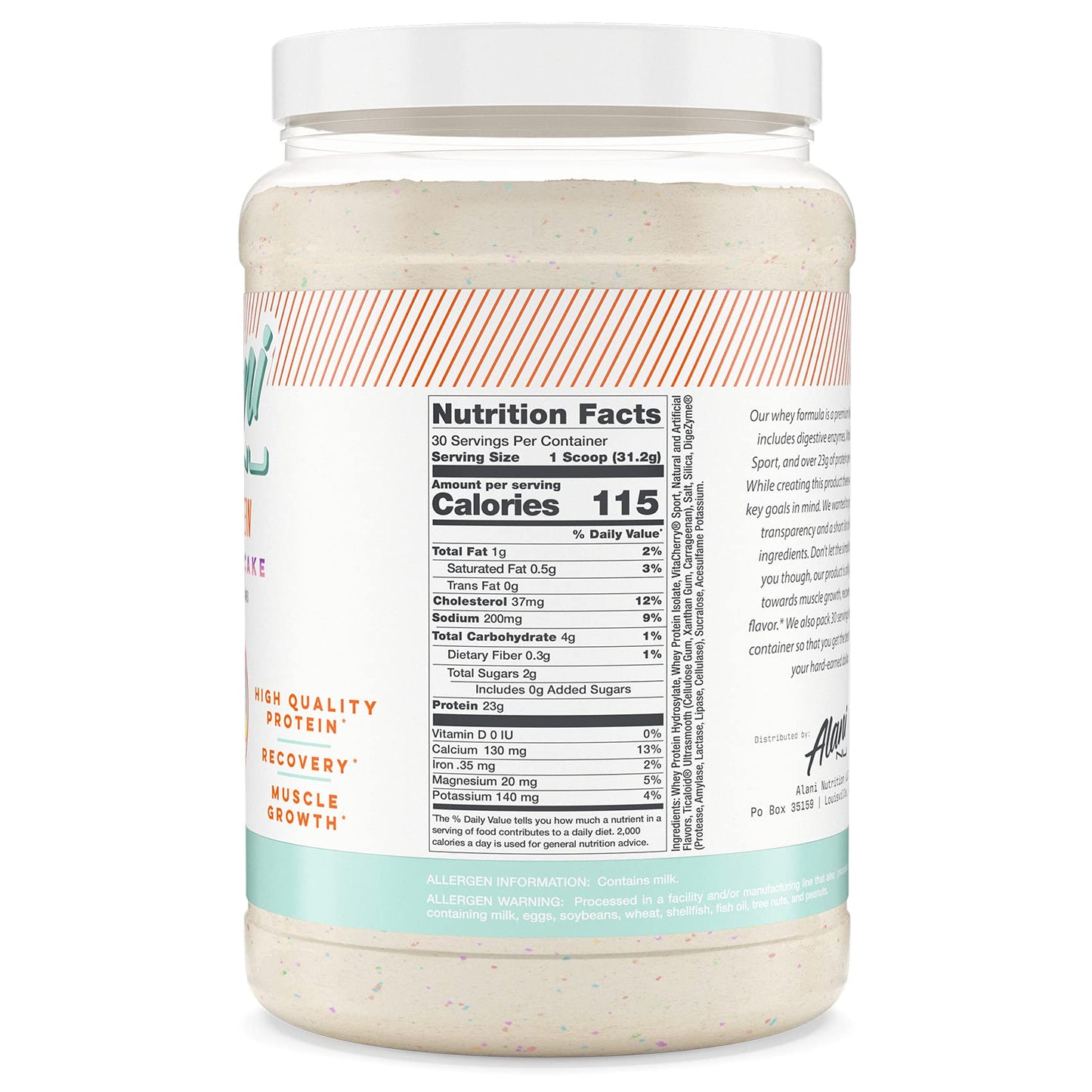 Alani Nu Whey Protein Powder Confetti Cake | 23g Protein with Low Sugar & Digestive Enzymes Alani NuUS supplements