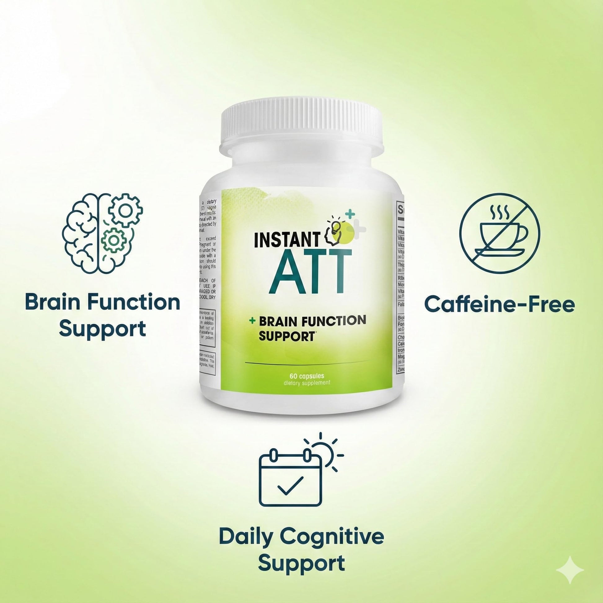 InstantATT - 7-in-1 Caffeine Free Nootropic All-Natural Brain, Focus, Memory Supplement (60 Capsules) Instant BrandsAu supplements