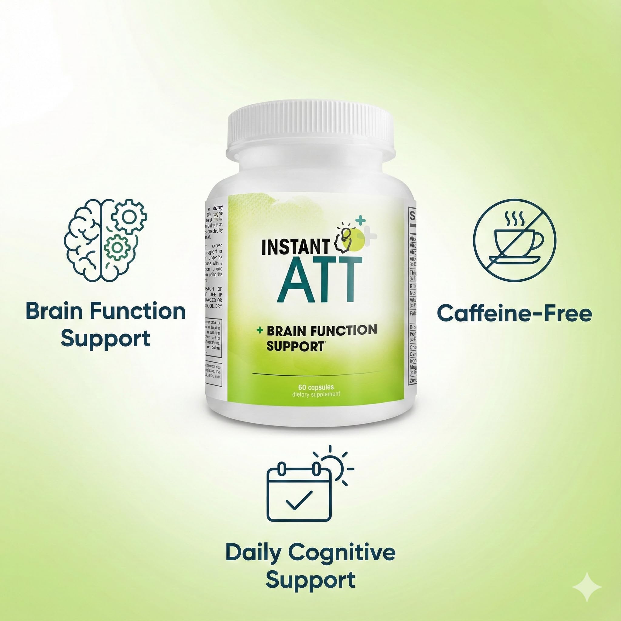 InstantATT - 7-in-1 Caffeine Free Nootropic All-Natural Brain, Focus, Memory Supplement (60 Capsules) Instant BrandsAu supplements