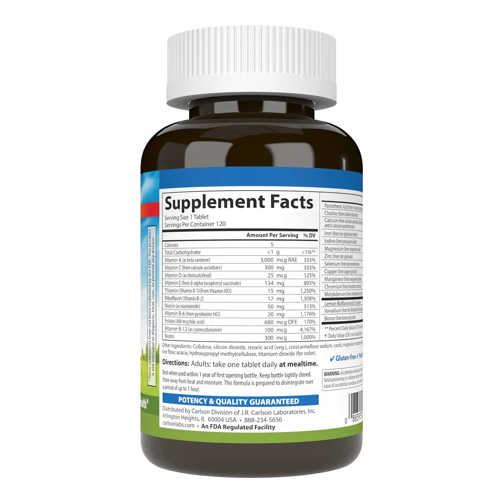 Carlson - Super 1 Daily, Vegetarian Multiple Formula, Multivitamin, Optimal Wellness, 120 Tablets CarlsonAu supplements