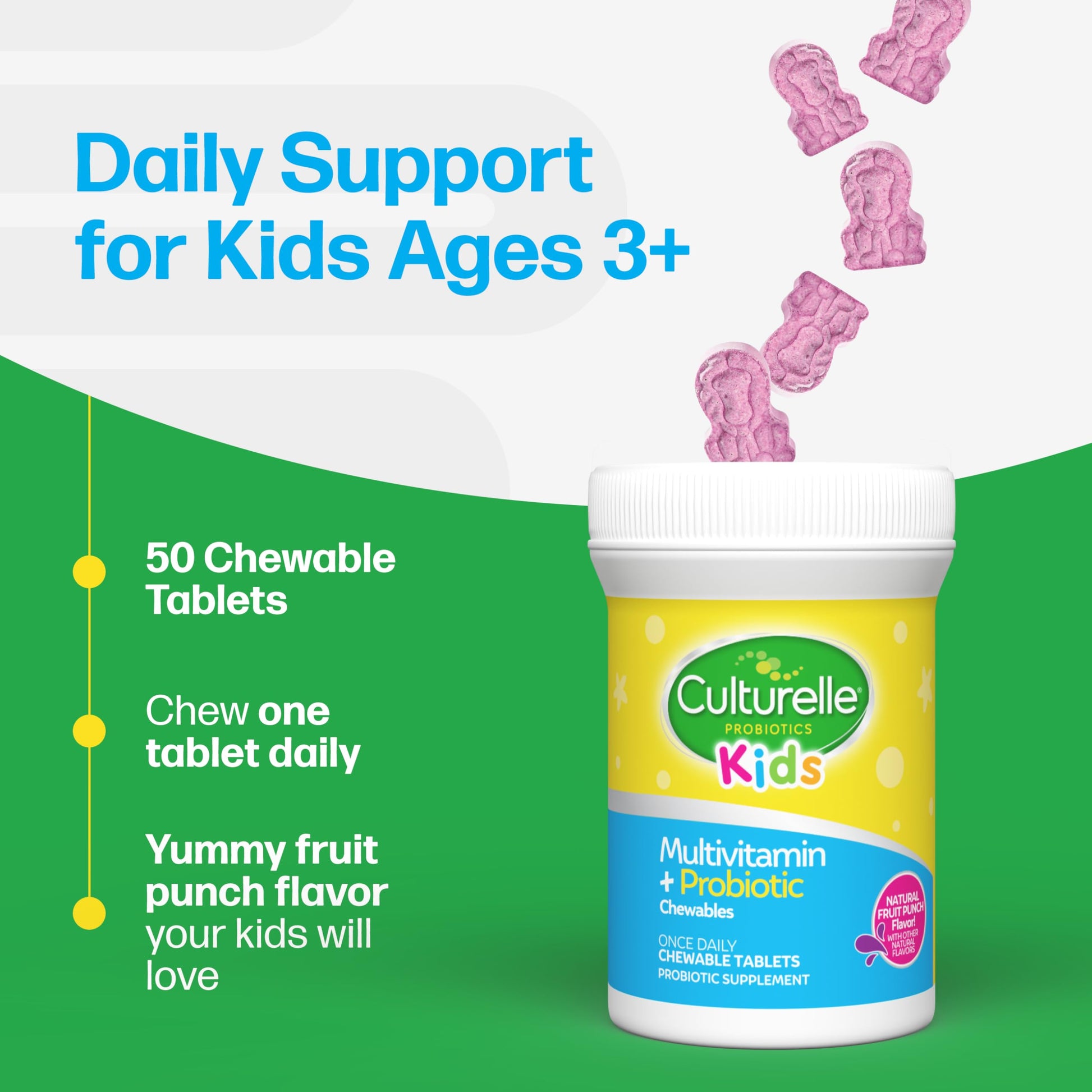 Culturelle Kids Complete Chewable Multivitamin + Probiotic For Kids, Ages 3+, 50 Count, Digestive Health, Oral Health & Immune Support CulturelleAu supplements