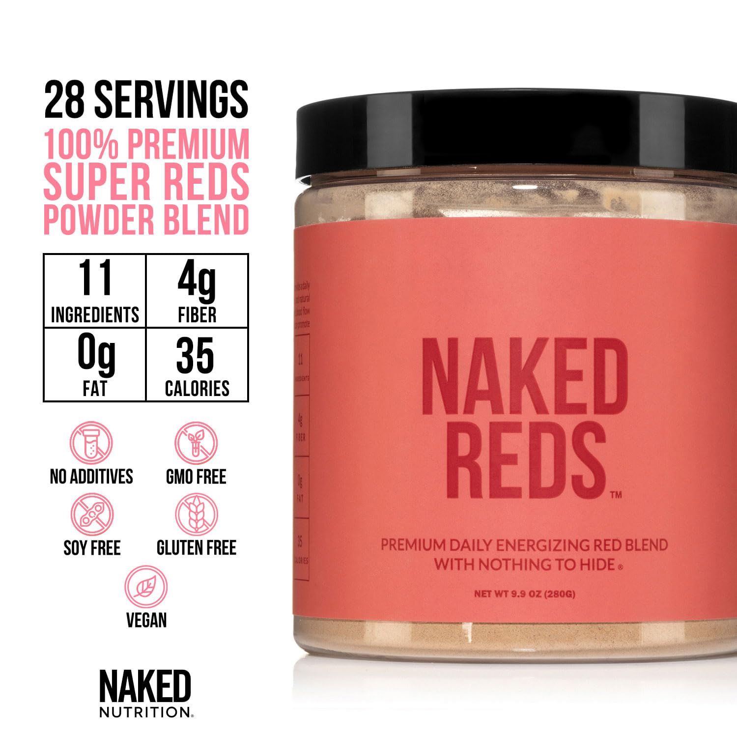 NAKED Reds Superfood Powder - Healthy, Energizing Polyphenol Fruit Powder Mix, No Fillers, No Additives, Vegan, Non-GMO, Gluten Free - 28 Servings NAKEDAu supplements
