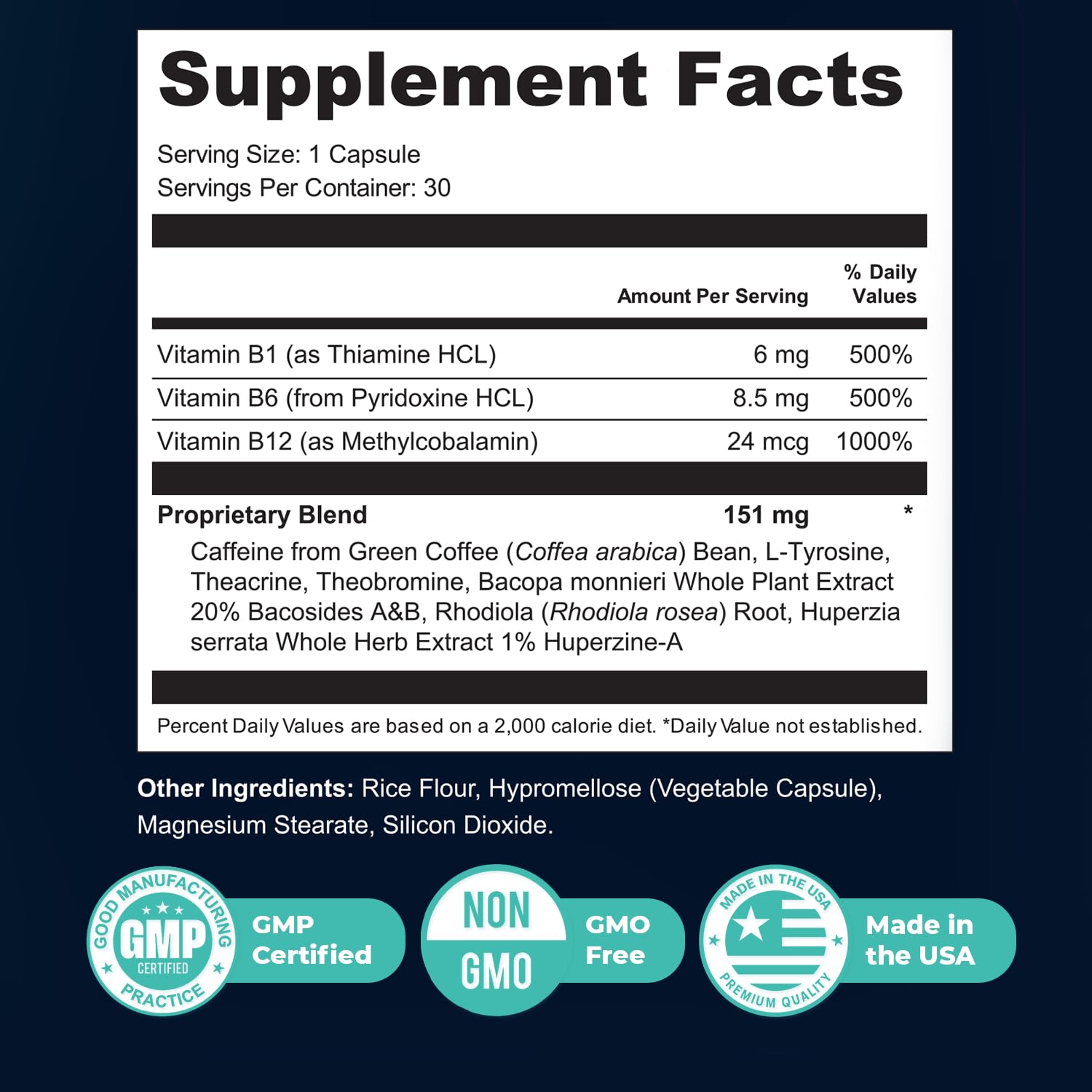 Nature’s NutriWave MemoMatrix – Daily Vitamin B1, B6, B12& Botanical Supplement with Bacopa, Rhodiola, Huperzia, L-Tyrosine & B-Vitamin Blend – Non-GMO Formula – 30 Capsules, 1 Month Supply Nature’s NutriWaveAu supplements