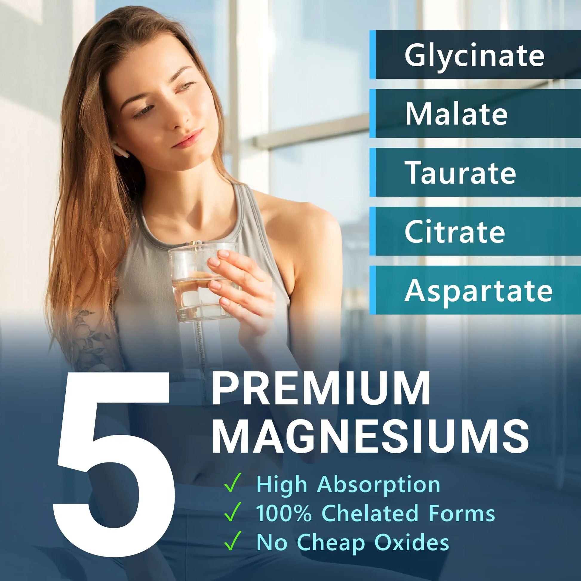 MyoActivo 5-in-1 Magnesium Complex - High Absorption - Chelated Magnesium Glycinate, Malate, Citrate, Taurate, & Aspartate for Nerves, Muscles, Bones | 120 Capsules | Magnesium Supplement MyoActivonz supplements