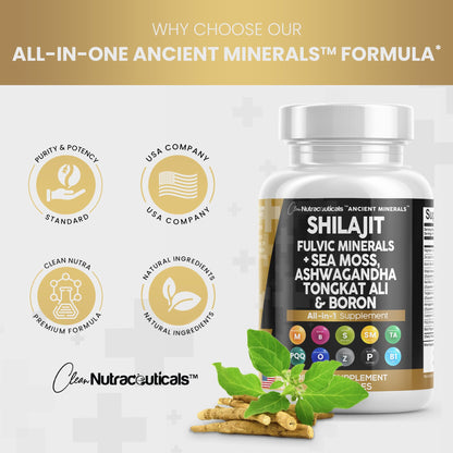 Pure Shilajit Supplement 10,000mg Himalayan w Sea Moss 6000mg Clean NutraceuticalsUS supplements