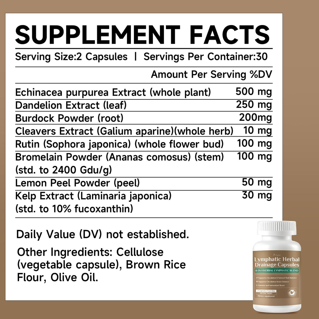 SpenHerb Lymphatic Drainage Capsules Supplements, 8-in-1 Herbal Lymphatic Blend Support Circulation and Natural Fluid Balance, Non-GMO Pure,60 Capsules/1 Pack SpenHerbAu supplements