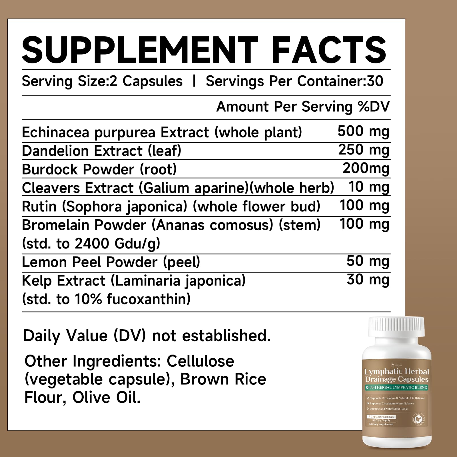 SpenHerb Lymphatic Drainage Capsules Supplements, 8-in-1 Herbal Lymphatic Blend Support Circulation and Natural Fluid Balance, Non-GMO Pure,60 Capsules/1 Pack SpenHerbAu supplements