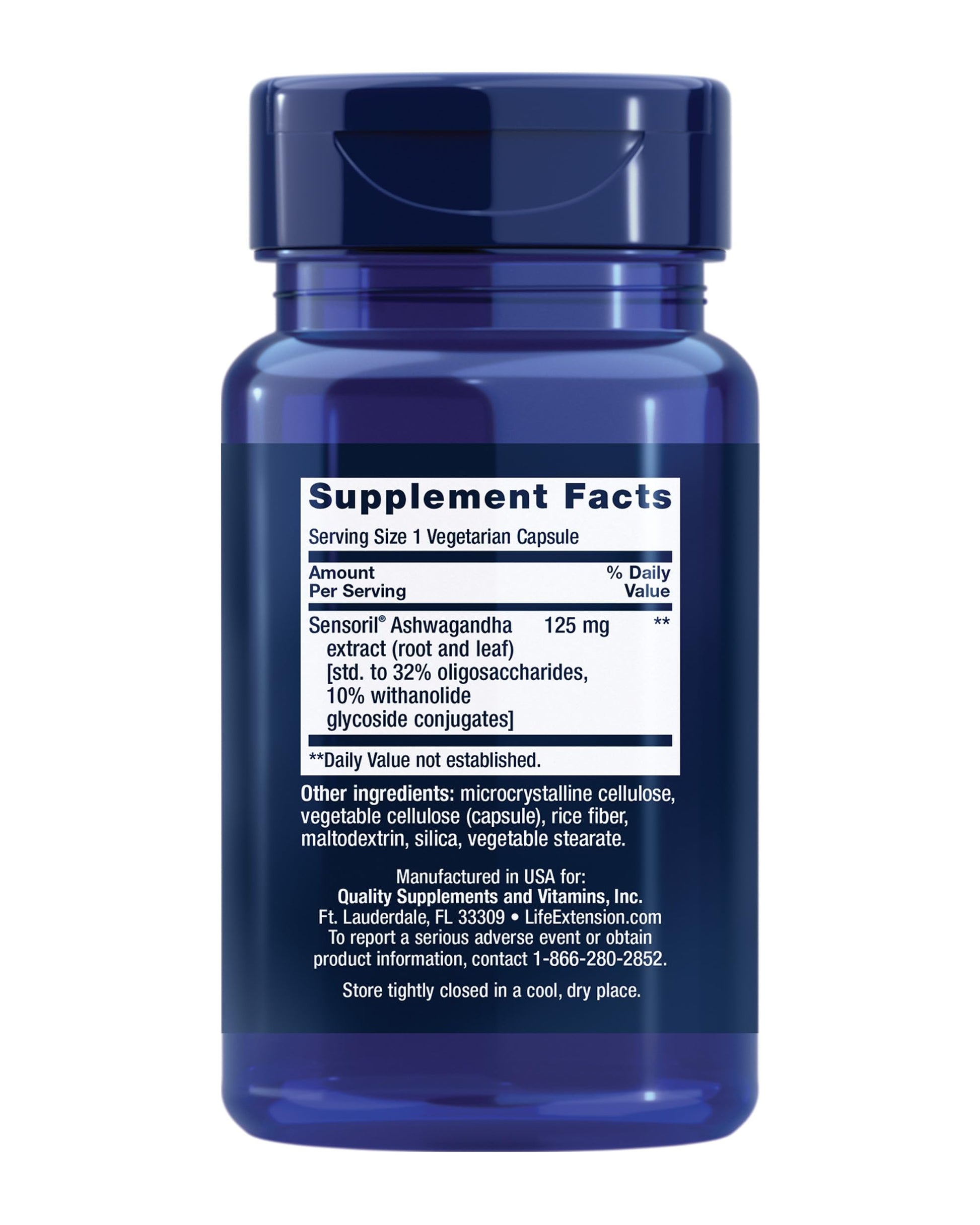 Life Extension Optimized Ashwagandha - Stress Management Supplement for a Healthy Stress Response, Focus, Memory, Stress Relief - Vegetarian, Gluten-Free, Non-GMO, 60 Capsules Life ExtensionAu supplements