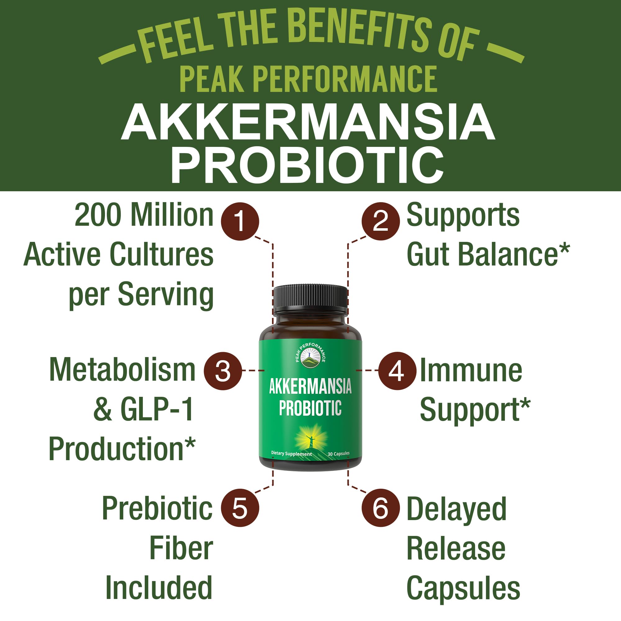 Akkermansia Probiotic to Increase GLP-1 Production. Ultra High Strength Akkermansia Muciniphila Live Strain with Prebiotic Fiber for Gut Health & Microbiome Balance. Delayed Release, 3rd Party Tested Peak PerformanceAu supplements