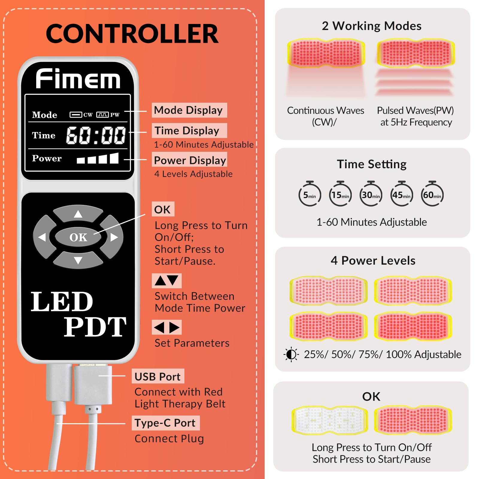 Fimem Red Light Therapy Belt 660nm 850nm 940nm, Red Light Therapy Device for Back, Infrared Light Therapy FimemAu supplements