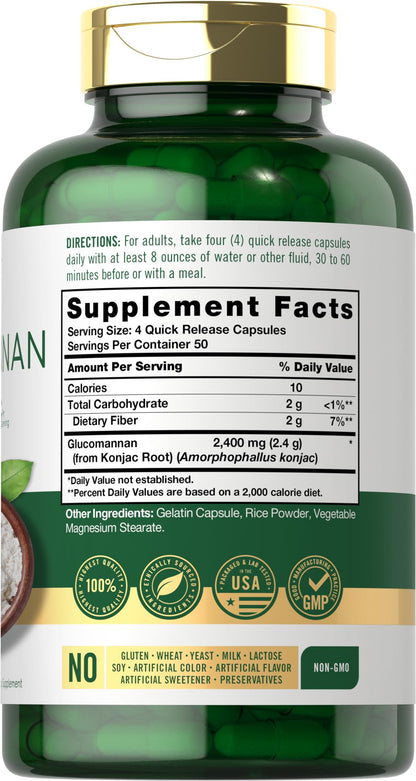 Carlyle Glucomannan Capsules | 200 Count | Soluble Fiber Pills | Non-GMO CarlyleUS supplements