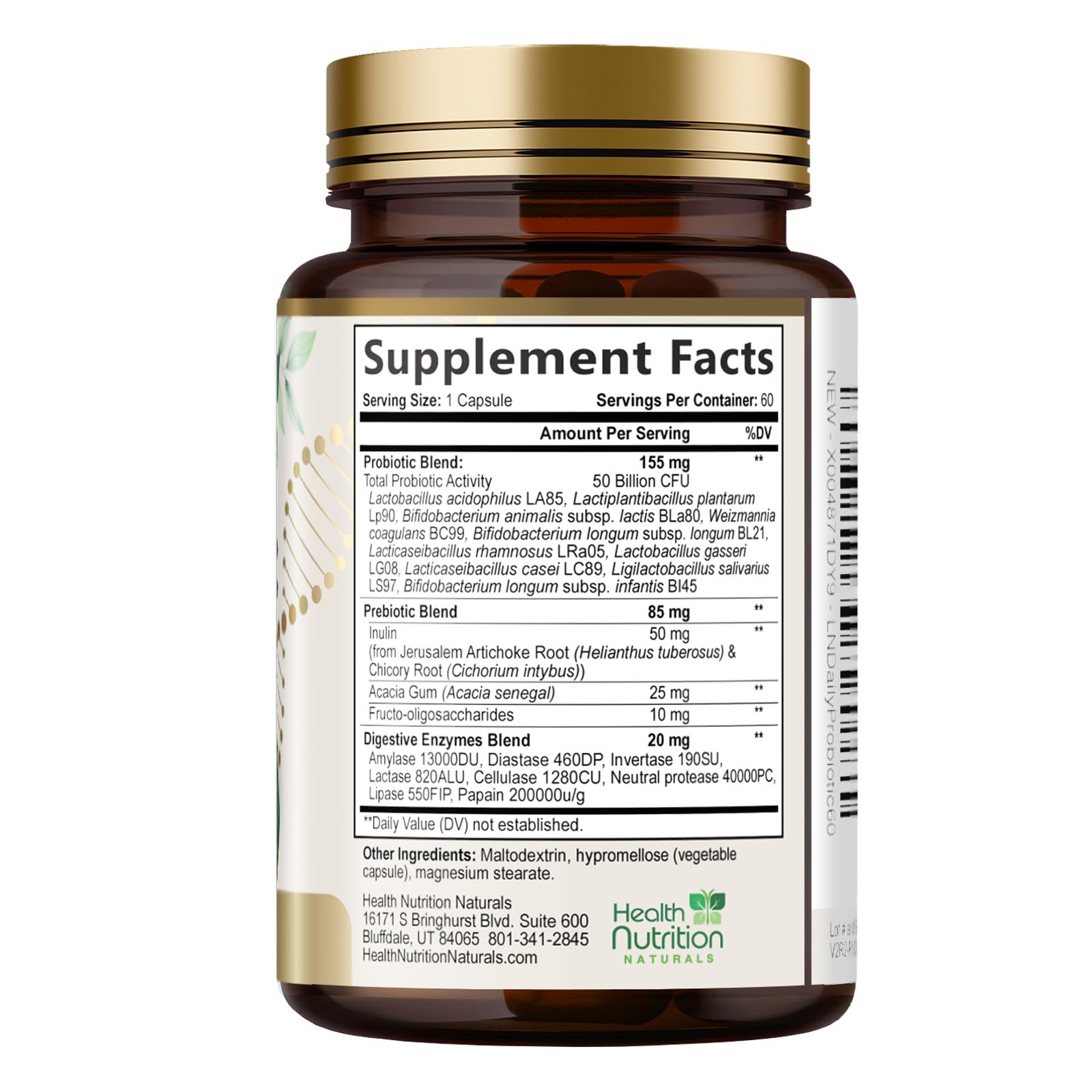 Probiotics 50 Billion CFU per Serving - 10 Strains + Prebiotics - Digestive Health, Gut & Immune Support - Occasional Constipation, Gas & Bloating Support for Women & Men, Bottled USA - 60 Capsules Health Nutrition NaturalsAu supplements