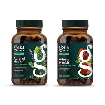 Gaia Herbs Adrenal Health Daily Support, Help Maintain Healthy Energy & Stress Levels*,120 Liquid Phyto-Caps Adrenal Health Nightly Restore, 120 Liquid Phyto-Caps - Bundle Gaia HerbsAu supplements