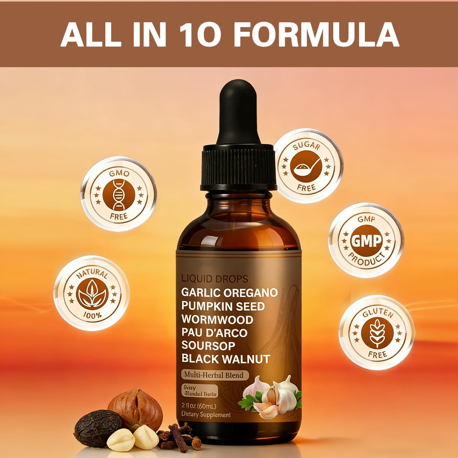 SERSANVE Natural Black Walnut Wormwood Gut Cleanse | Black Walnut Clove Drops with Pumpkin Seed, PAU D’Arco, Soursop, Garlic and Oregano | Vegan, Alcohol-Free Formula for Digestion Support, 2 fl oz SERSANVEAu supplements