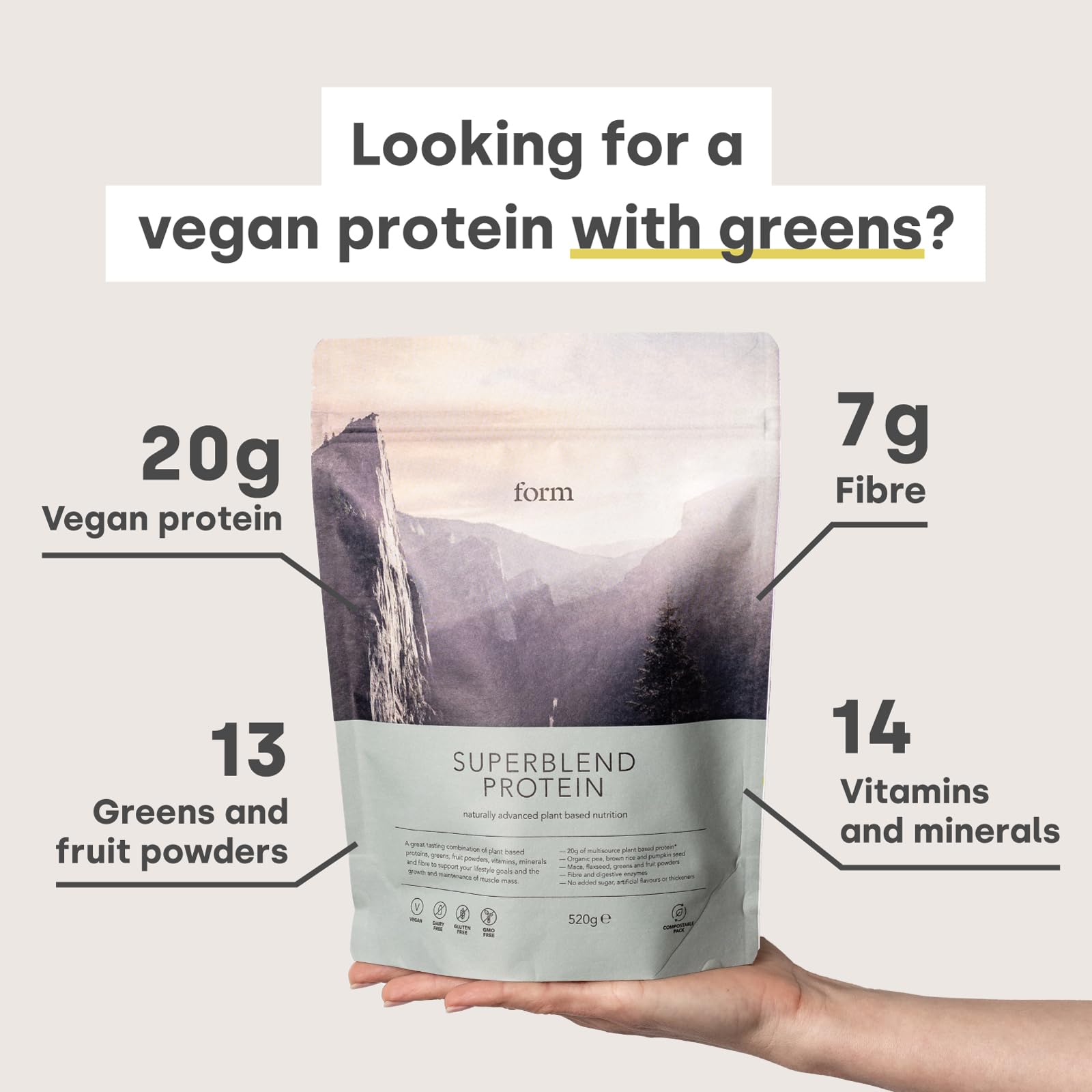 Form Superblend Protein - Vegan Protein Powder with Superfoods, Vitamins and Minerals FormAu supplements