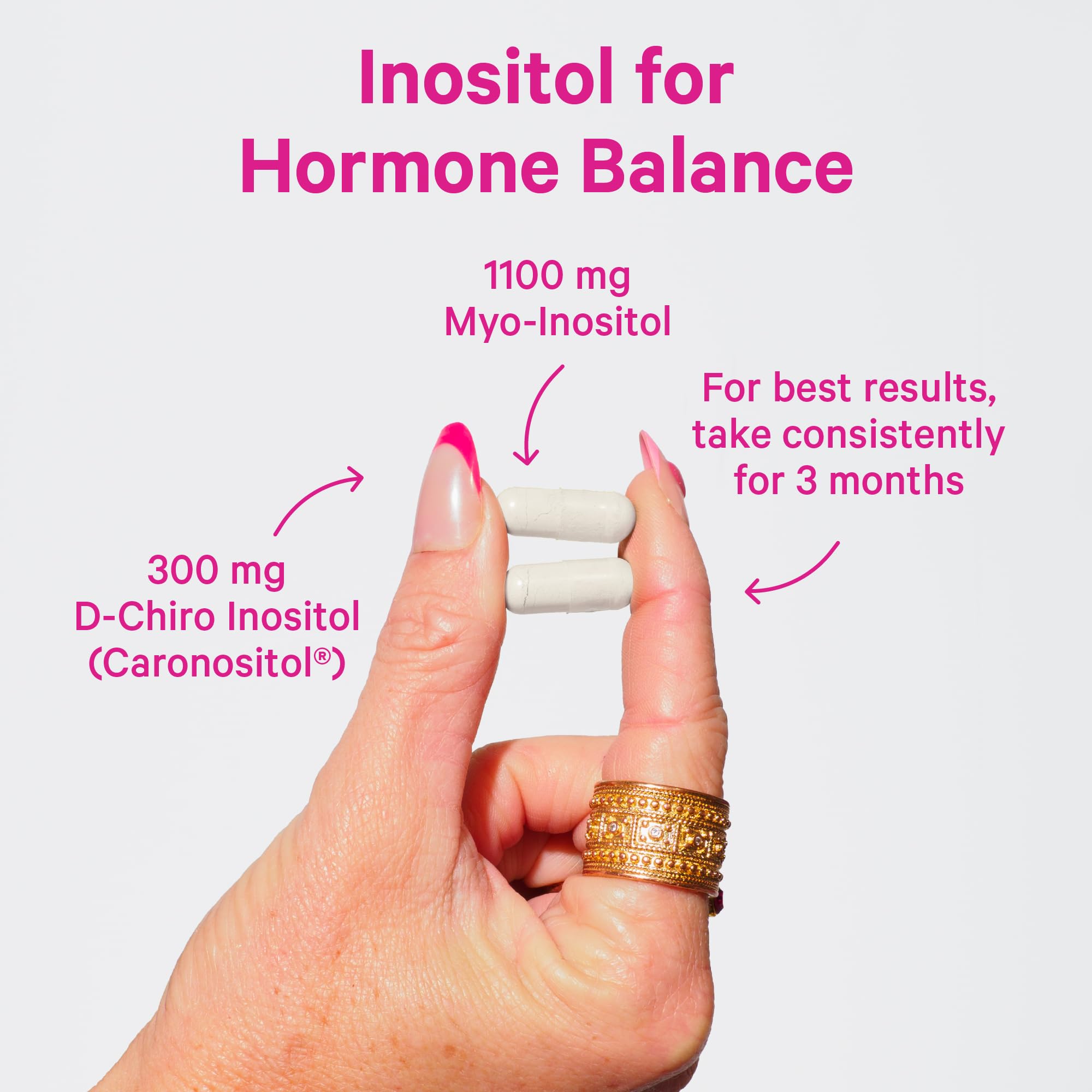 Pink Stork Myo-Inositol & D-Chiro Inositol: 3.6:1 Blend to Support Fertility, Hormone Balance for Women - Ovarian Function, Ovulation, Conception, and Period Support Supplement - 60 Capsules Pink StorkAu supplements