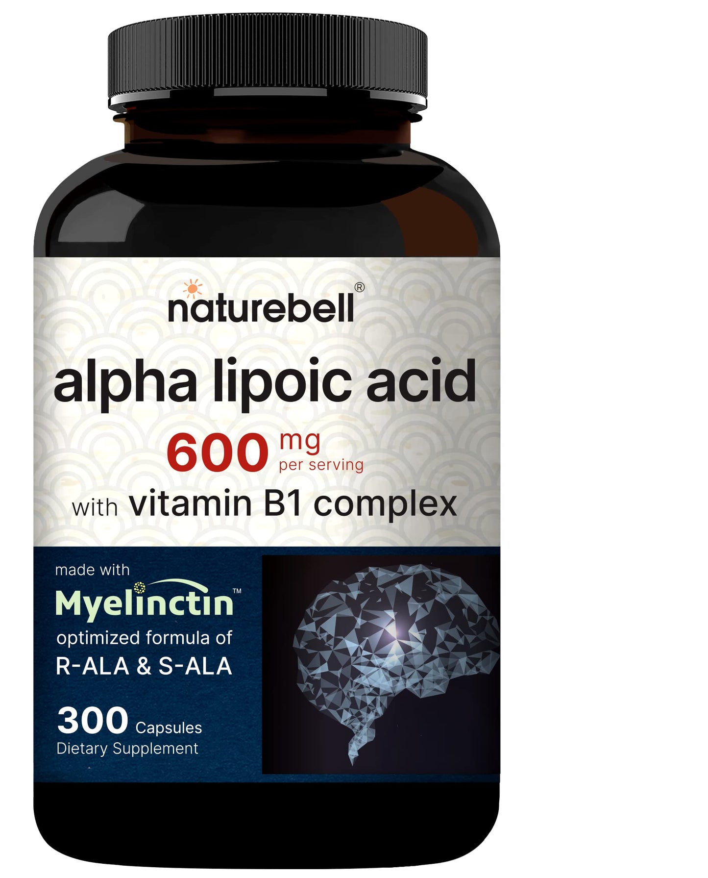 NatureBell Alpha Lipoic Acid 600mg Per Serving | 300 Capsules - with Vitamin B1 NatureBellUS supplements