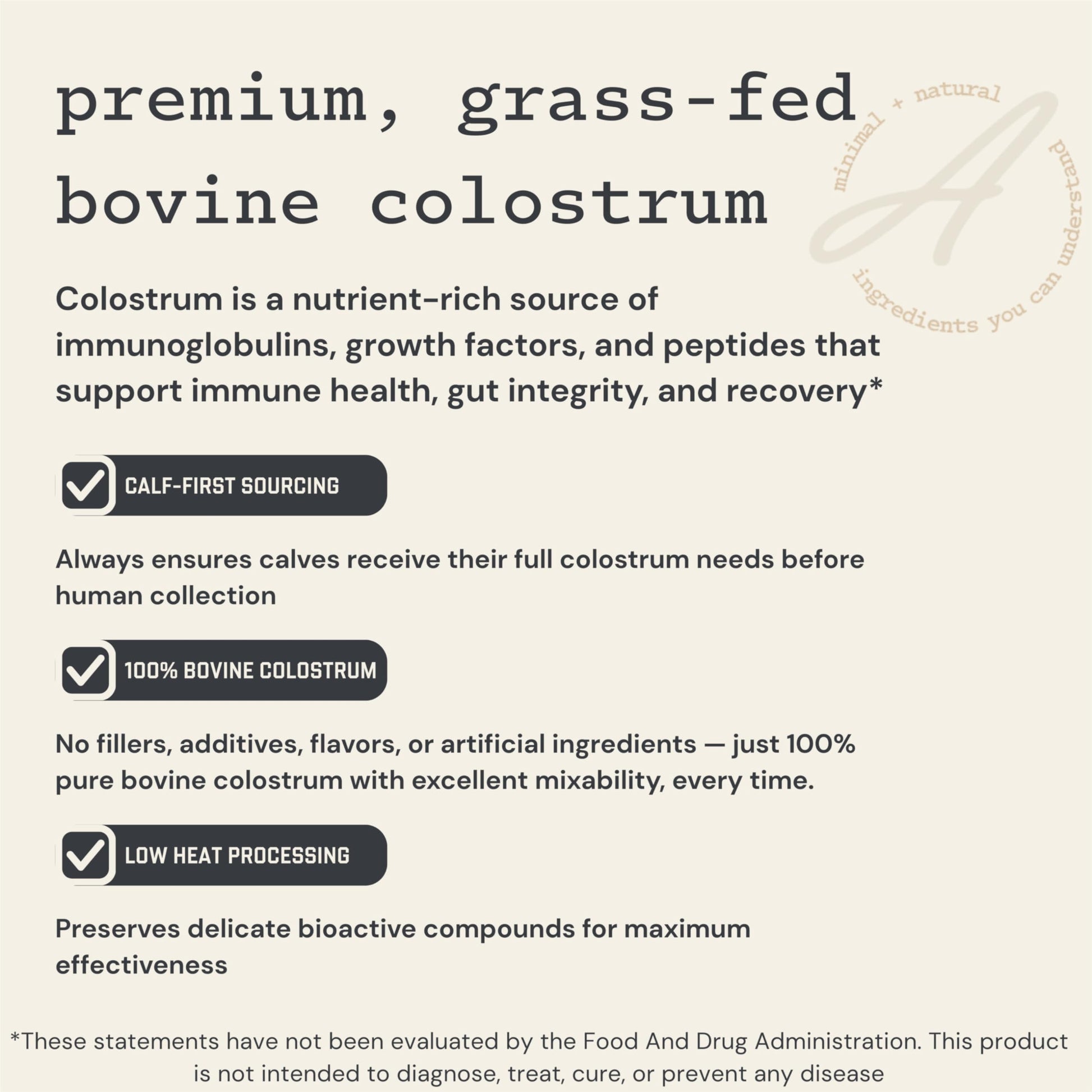 Anea Colostrum - Unflavored | Rich in Immunoglobulins & Lactoferrin | Supports Gut Health, Immunity & Recovery | Calf-First Promise | Made in USA | Made in GMP Facility Anea NutritionAu supplements