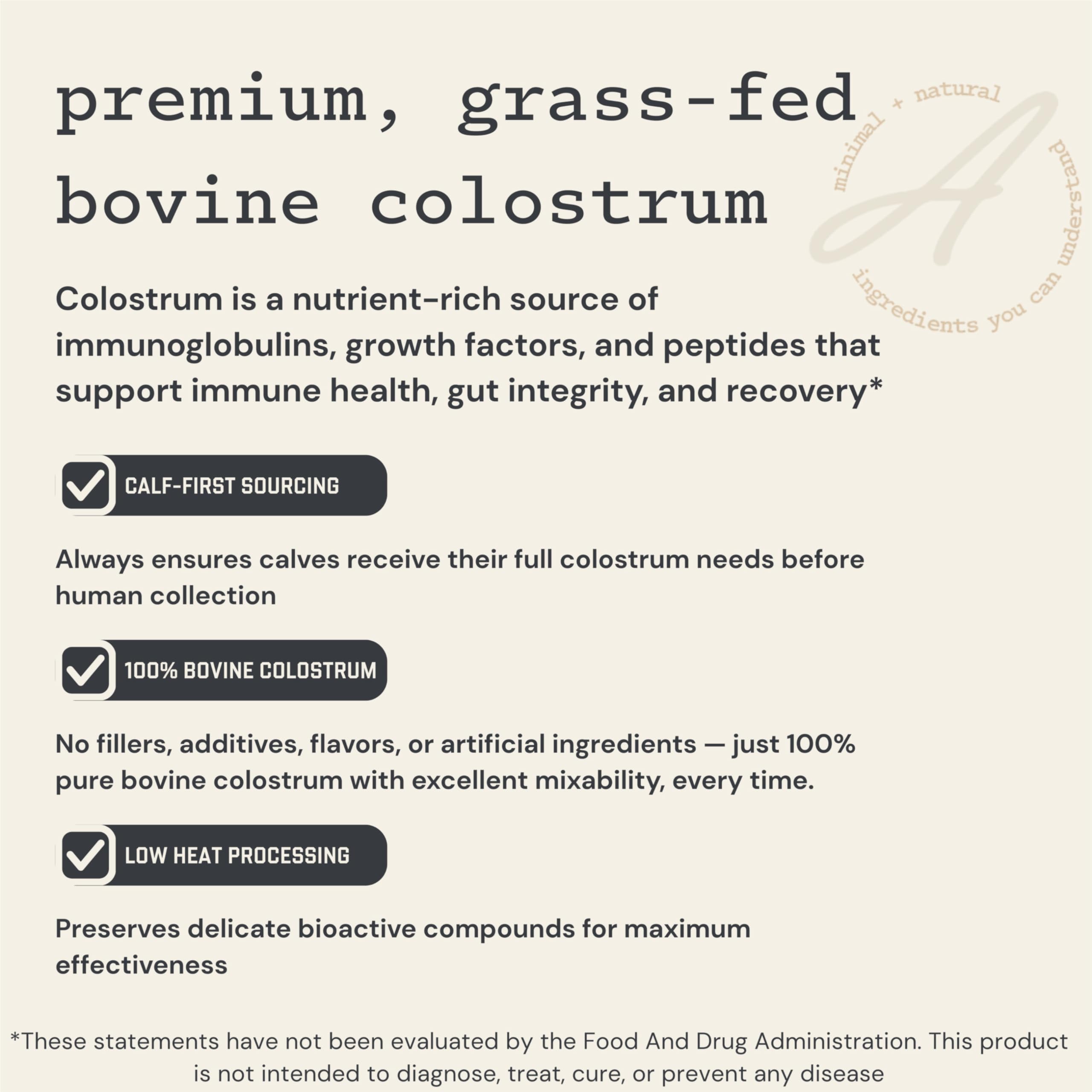 Anea Colostrum - Unflavored | Rich in Immunoglobulins & Lactoferrin | Supports Gut Health, Immunity & Recovery | Calf-First Promise | Made in USA | Made in GMP Facility Anea NutritionAu supplements