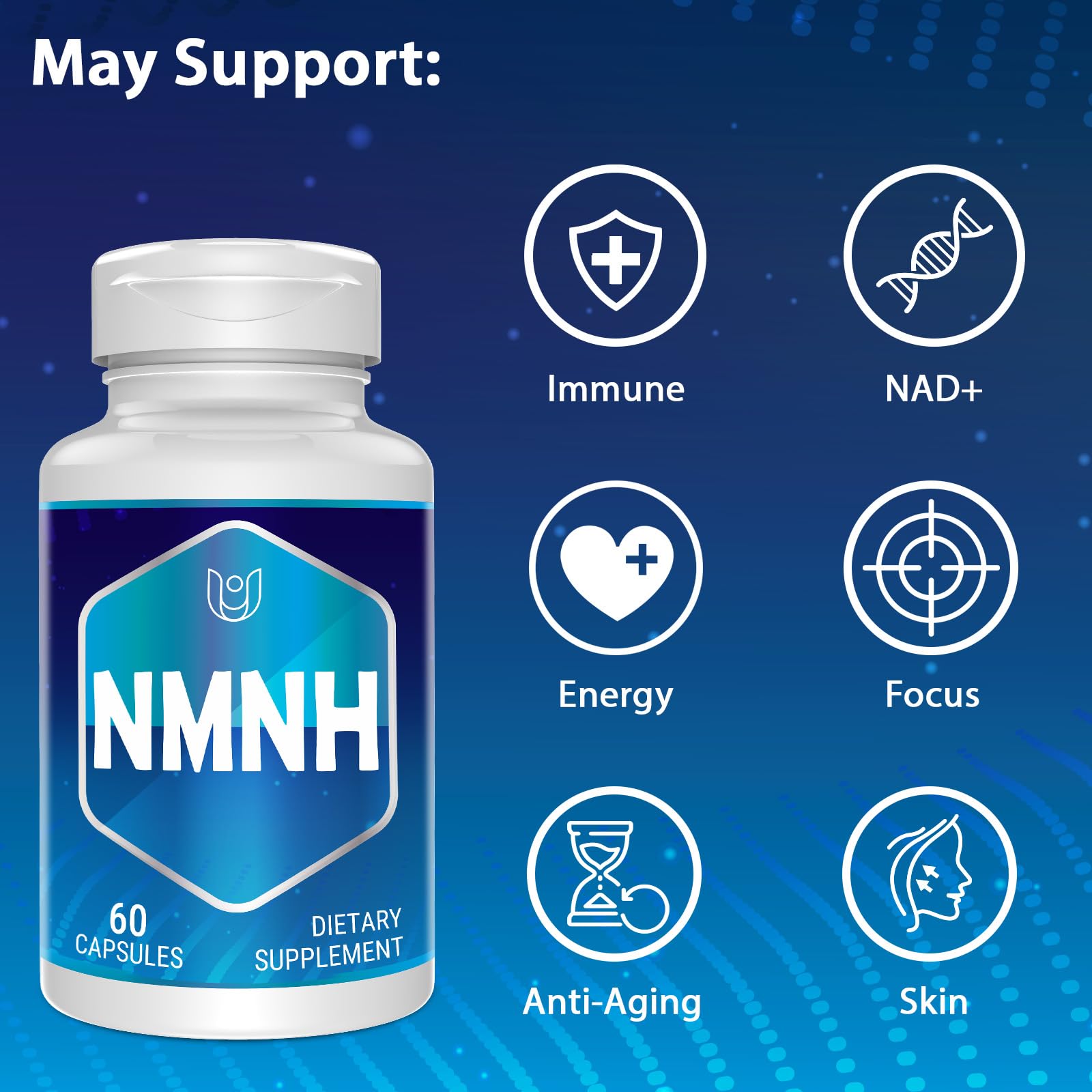 NMNH (Dihydronicotinamide Mononucleotide), NAD Supplement to Boost NAD+ Levels as We Age (May Be More Effective Than Nicotinamide Riboside), NMNH Supplement for Anti-Aging, 60 Capsules (60 Servings) UcessuyyAu supplements