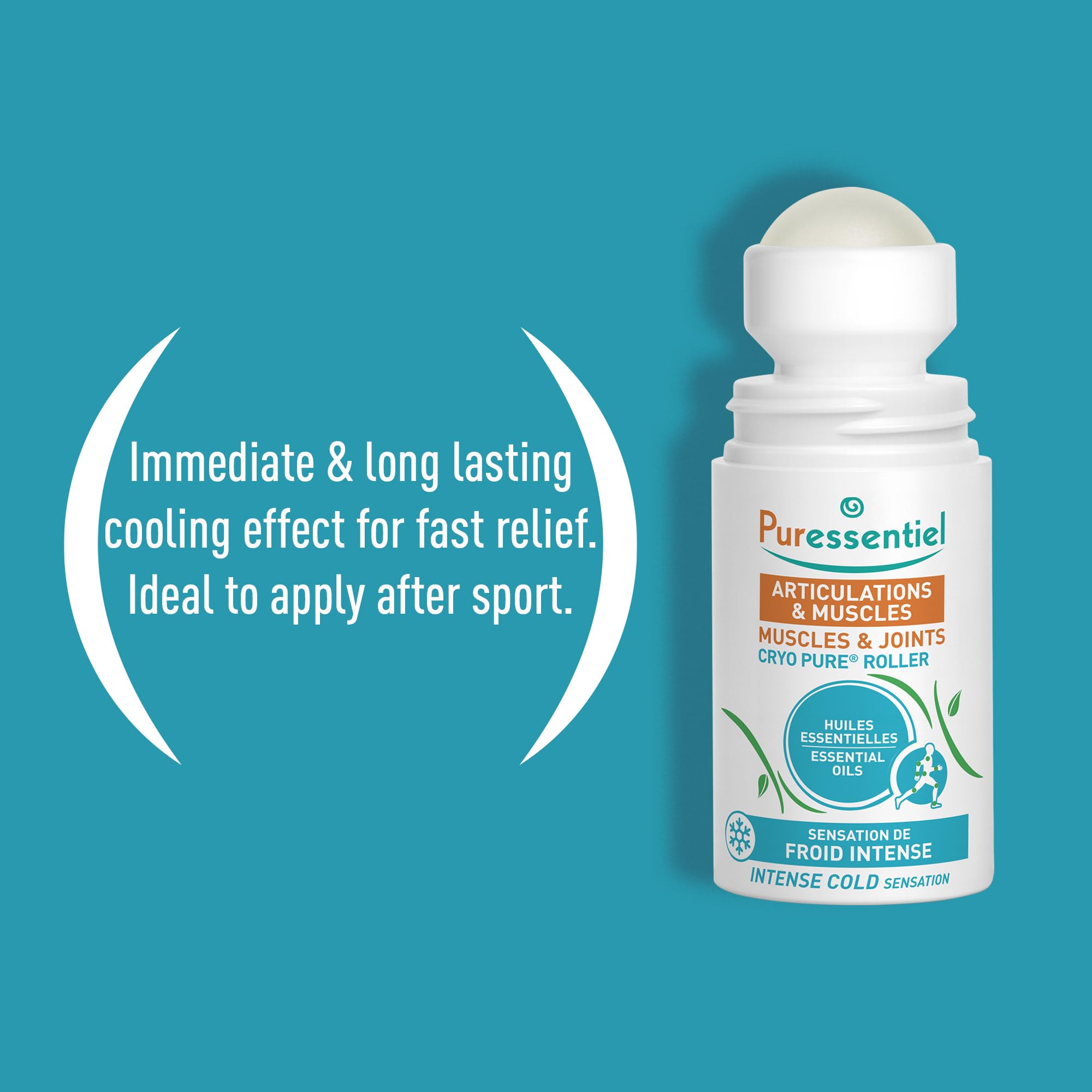 Puressentiel Muscles and Joints Cryo Pure Roller - Natural Menthol and Essential Oils Soothe Muscles - Long Lasting Cooling Sensation - 2.5 oz PuressentielAu supplements