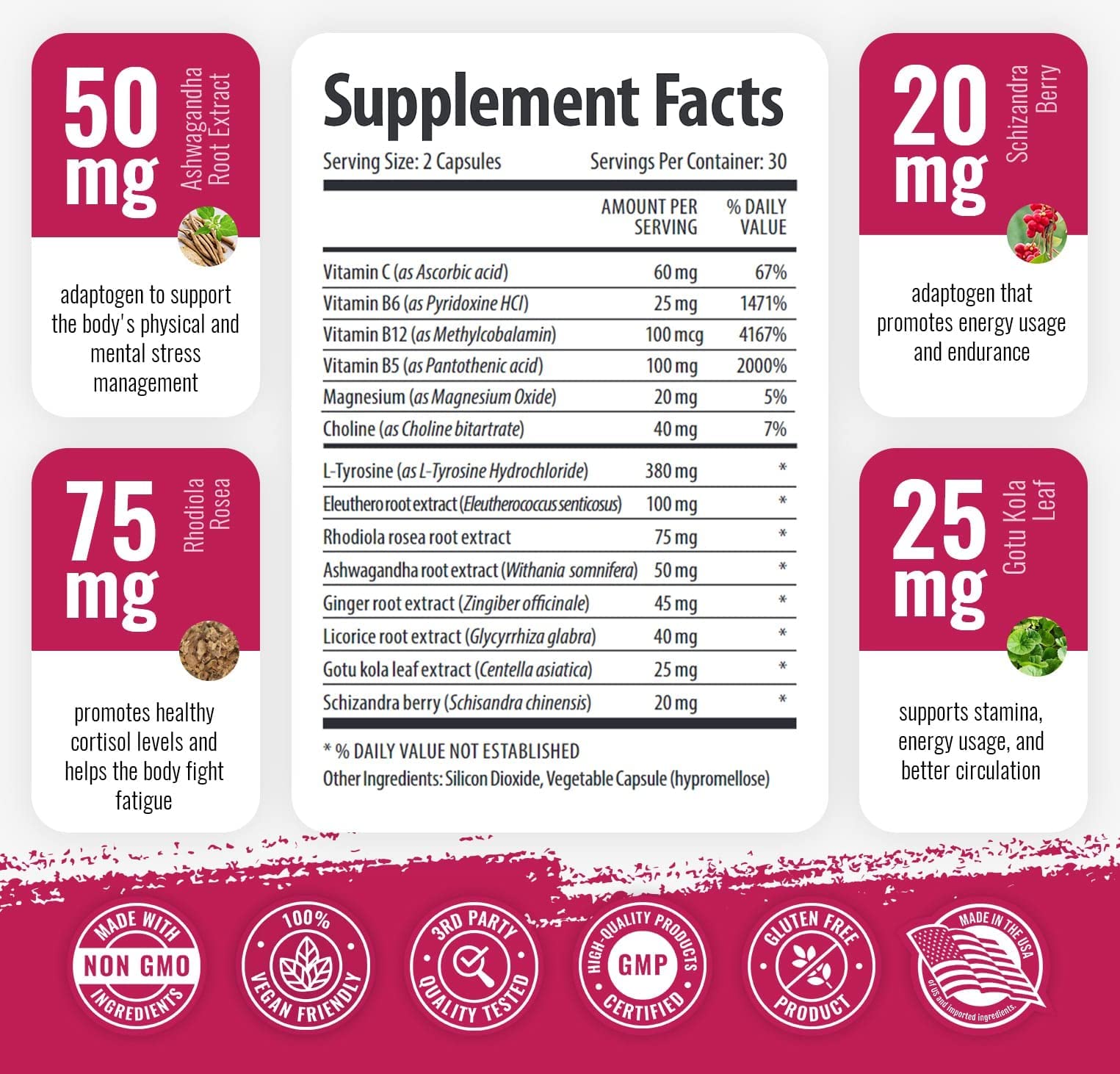 1 Body Adaptogen Complex Supplement with Ashwagandha - 60 Vegan Cap 1 BodyAu supplements