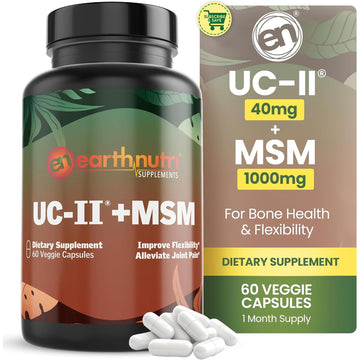 EarthNutri UC-II Collagen & MSM Supplement for Bone Health and Joint Flexibility Joint Supplement - 40mg UC-II Providing 10mg Total Collagen & 1000mg MSM - 60 Capsules (2 Caps Daily) EarthNutriAu supplements