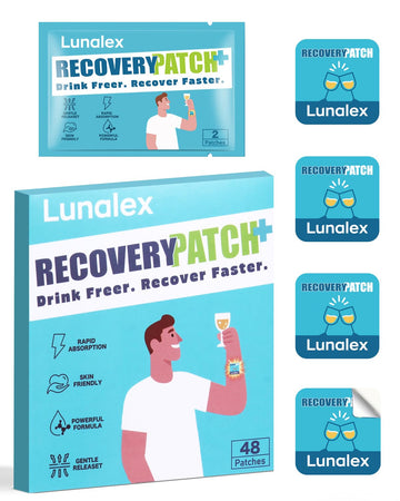 Lunalex Recovery Patch 48 Pack - Wake Up Refreshed & Balanced After Celebration - Plant-Based Formula for Morning Wellness - Bachelorette & Wedding Party Favors - 2 Patches per Sachet, Waterproof LunalexAu supplements
