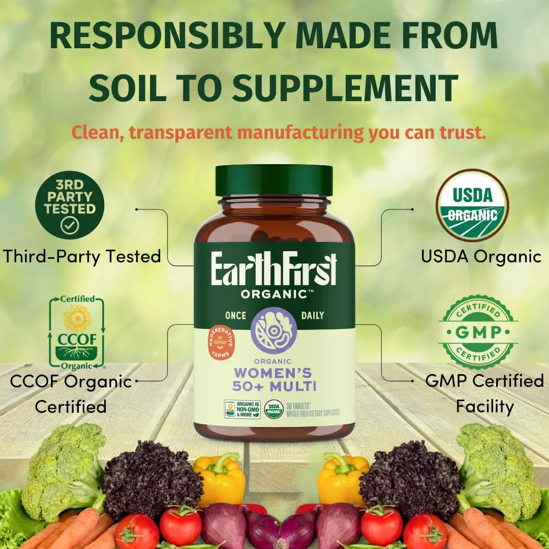 EarthFirst Organic Women's & Men's 50+ Once Daily Multi Bundle,19 Vitamins from Herbs & Superfoods, 30 Count EarthFirst Organicnz supplements