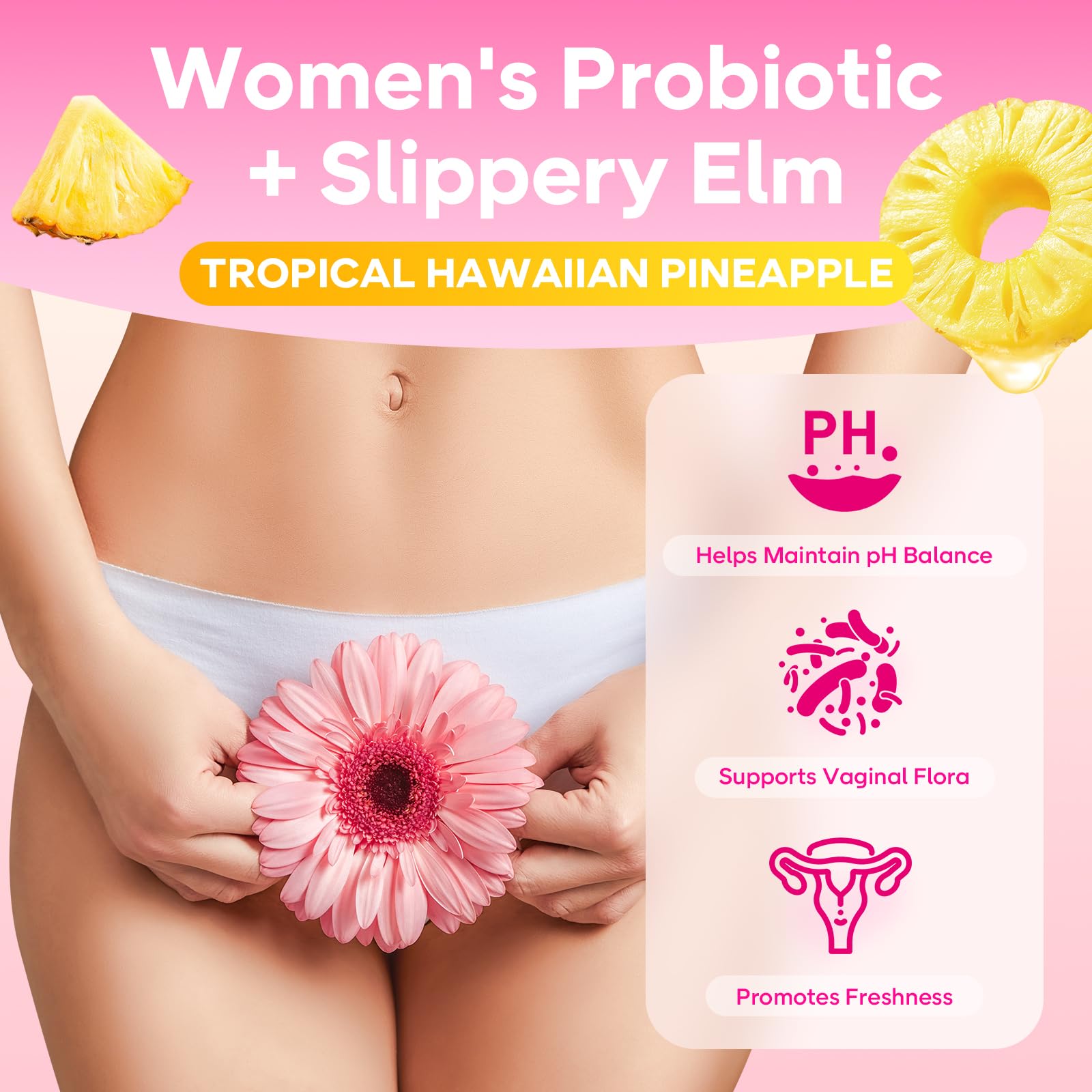 GrnLife Women's Probiotic Slippery Elm Gummies, Her Juicy Feminine Probiotics Gummies for pH Balance & Immune Supports, Pineapple Flavor, 60 Count GrnLifeAu supplements