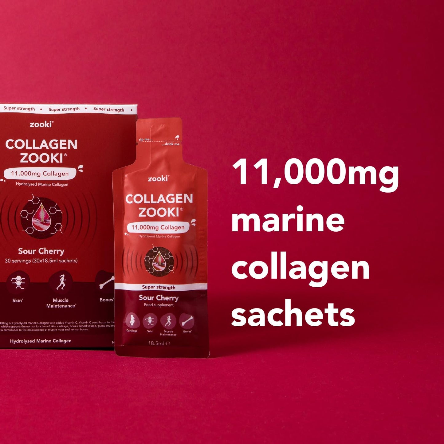 Zooki 11,000mg Super Strength Marine Collagen Liquid Sachets | Hydrolysed Marine Collagen Peptides ZookiUS supplements