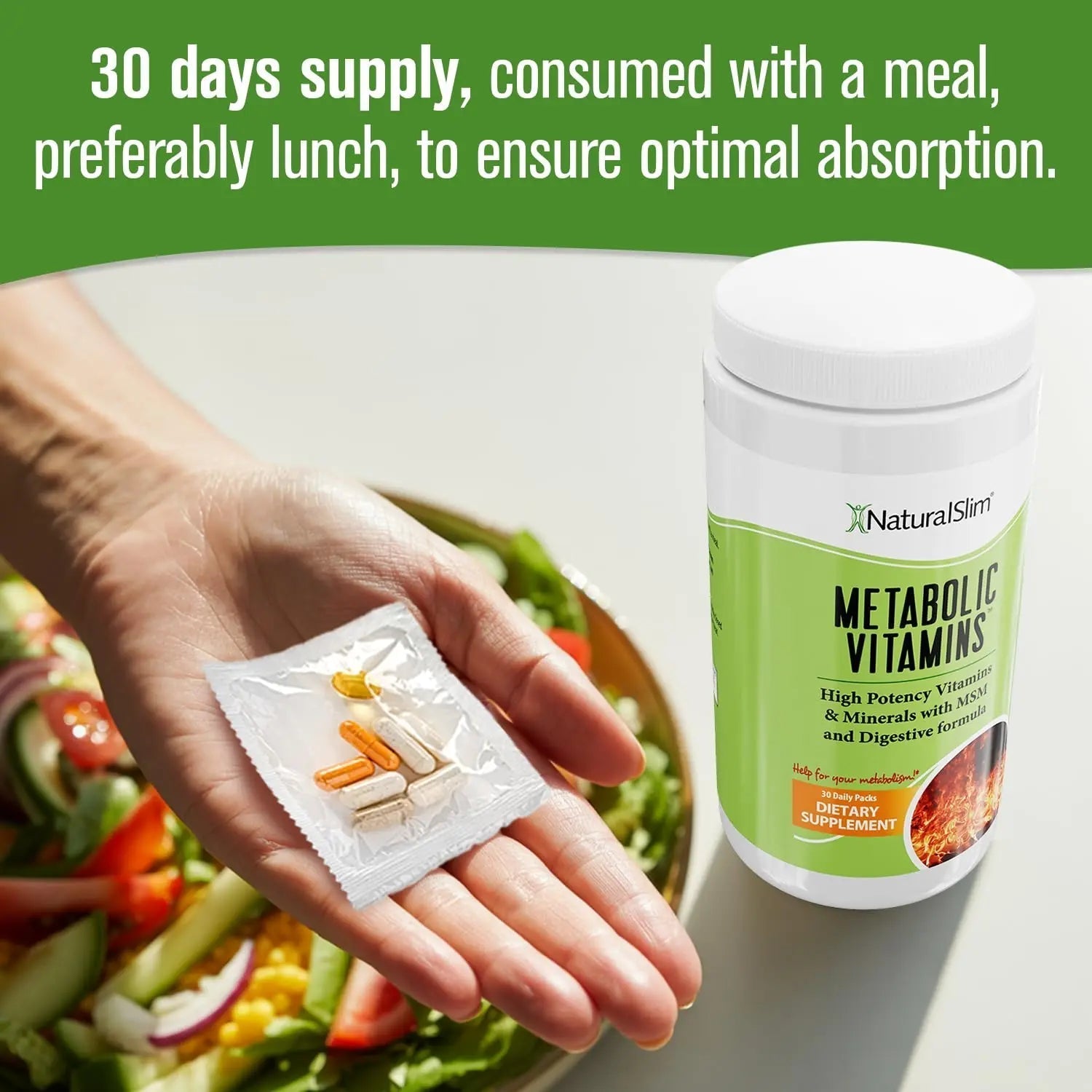 NaturalSlim Metabolic Vitamins - Combination of High Potency Multivitamins, Minerals, B Complex, Msm, & Digestive Formula Supplements NaturalSlimAu supplements