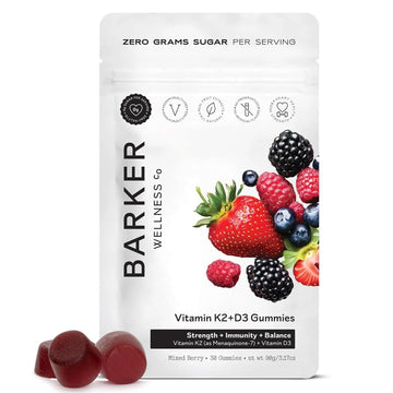 Barker Wellness D3 K2 Vitamin Gummies – Max Potency 6000IU D3 + 200mcg K2 for Strong Bones, Cardiovascular Wellness, Immune Support | Vegan, Sugar-Free, Delicious Mixed Berry | 30 Servings Barker Wellness CoAu supplements