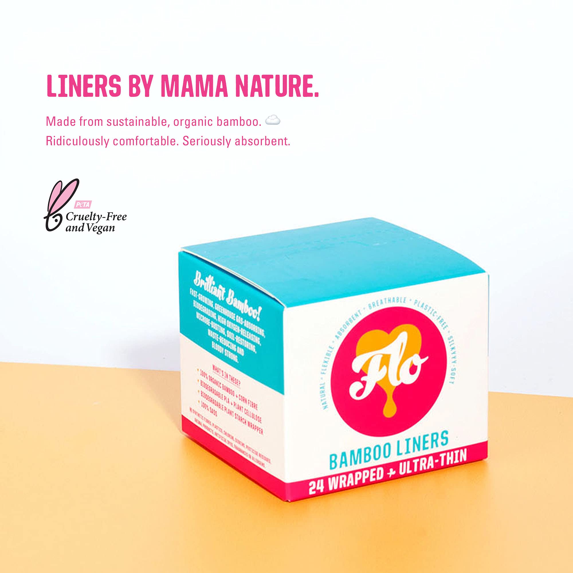 FLO - Organic Bamboo Daily Panty Liners, Plant-Based Cotton, Biodegradable FLOAu supplements
