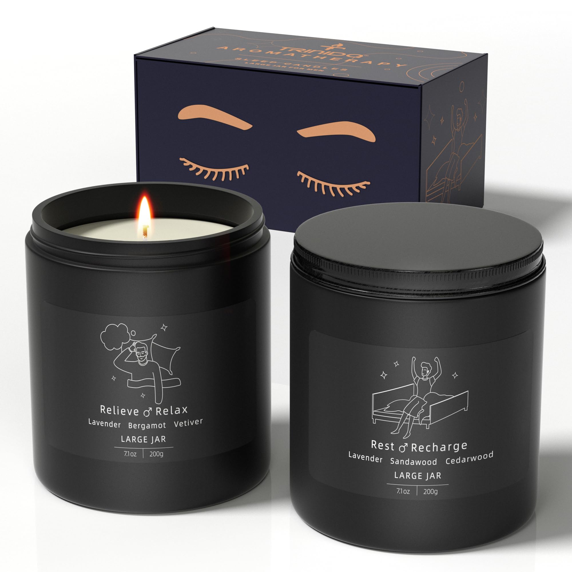 TRINIDa Large Sleep Scented Candles, Black Jar Natural Soy Candles for Home Scented, Candle Gift TRINIDaAu supplements