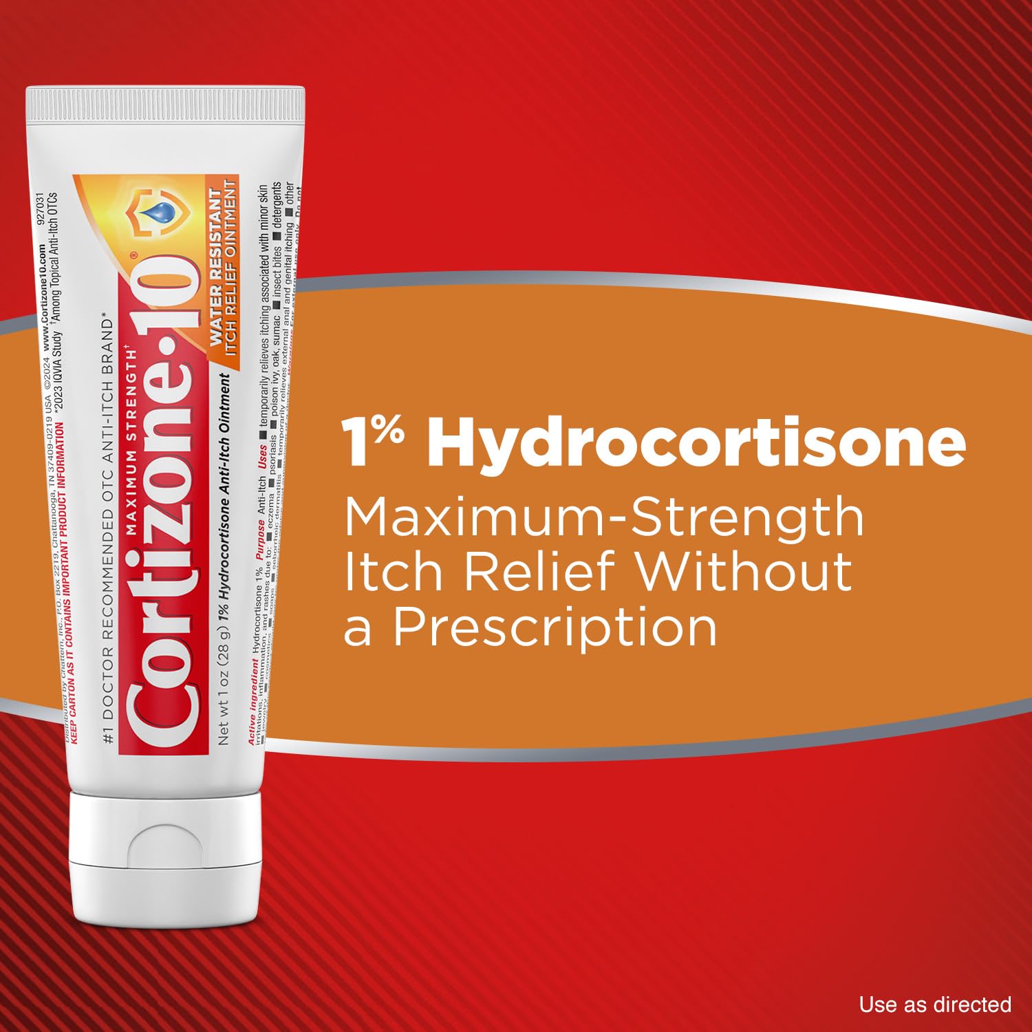 Cortizone-10 Maximum Strength Water Resistant Itch Relief Ointment, 1% Hydrocortisone, Fast-Acting, Anti-Itch Cream for Bug Bites, Rash, Eczema, Psoriasis, Poison Ivy, Oak, Sumac & More, 1 oz Cortizone 10Au supplements
