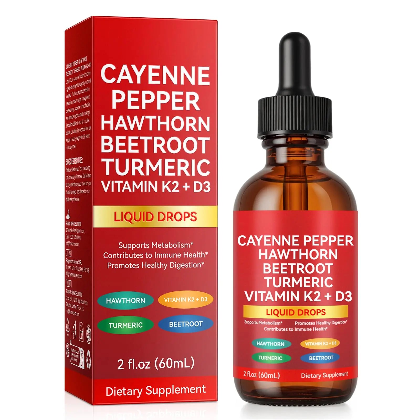 Cayenne Pepper Drops, Cayenne Pepper Extract with Herbal Blend - Includes Hawthorn, Beet Root & Turmeric (1Pack) WHLH & WELL-BEINGAu supplements