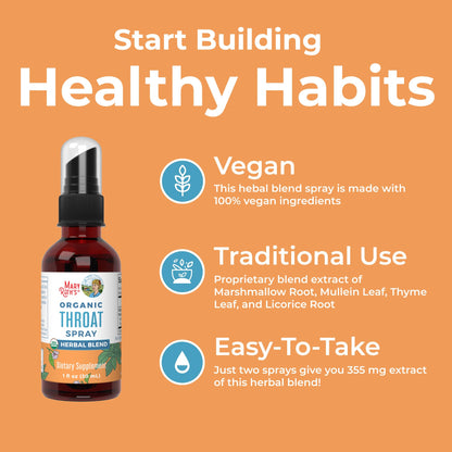 MaryRuth Organics USDA Organic Throat Spray with Mullein Leaf | Marshmallow Root & Licorice Root & Thyme Leaf | 4 Herbal Blend | Non-GMO | Vegan | Gluten Free | 1 Fl Oz | Up to 100 Servings MARYRUTH'SUS supplements