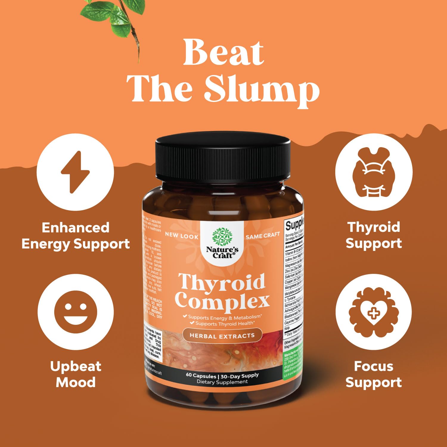 Herbal Thyroid Support Complex - Iodine Thyroid Supplement with L Tyrosine Bladderwrack Natures CraftAu supplements