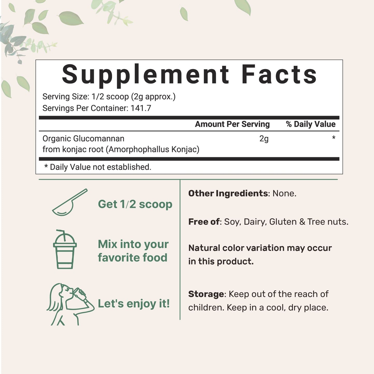 Organic Glucomannan Konjac Root Powder (Konjac Gel Powder), 10 Ounce, Soluble Fiber & Prebiotics Micro IngredientsUS supplements