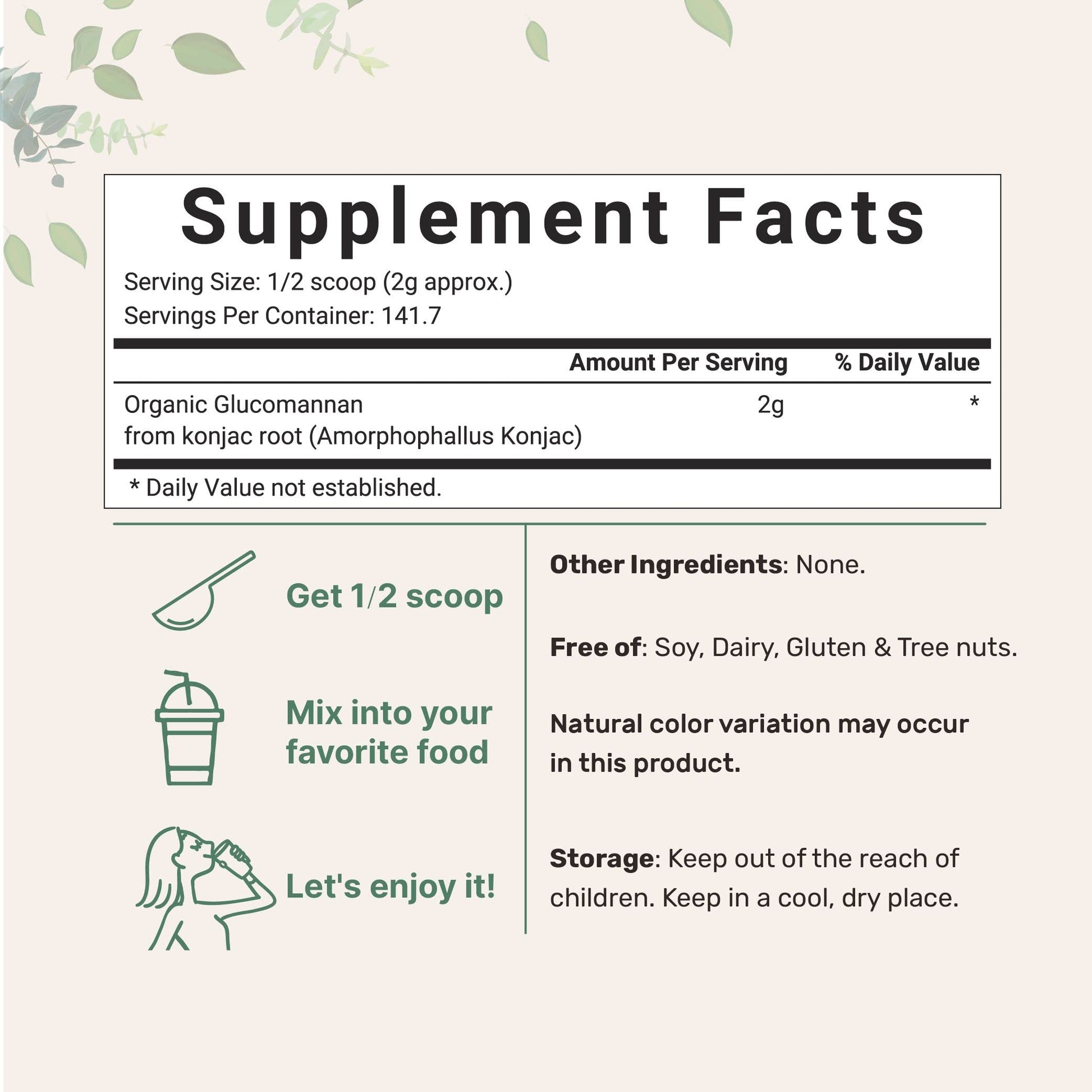 Organic Glucomannan Konjac Root Powder (Konjac Gel Powder), 10 Ounce, Soluble Fiber & Prebiotics Micro IngredientsUS supplements