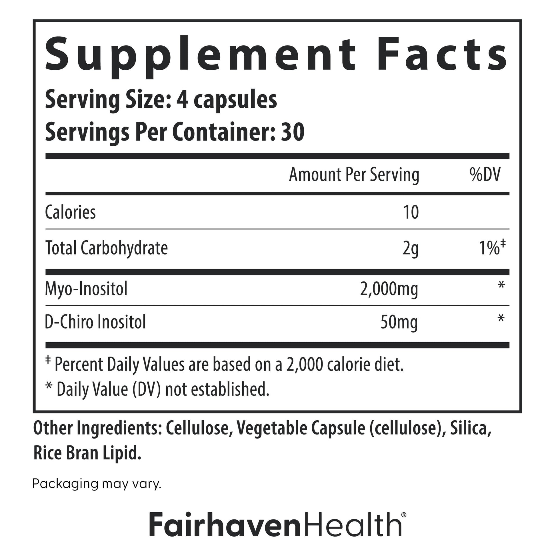 Fairhaven Health Myo-Inositol and D-Chiro Inositol Supplement for Women | 40:1 Ratio | Female Fertility Supplement for Women and Hormone Balance* | Vegan | 120 Myo & D-Chiro Inositol Capsules Fairhaven HealthAu supplements