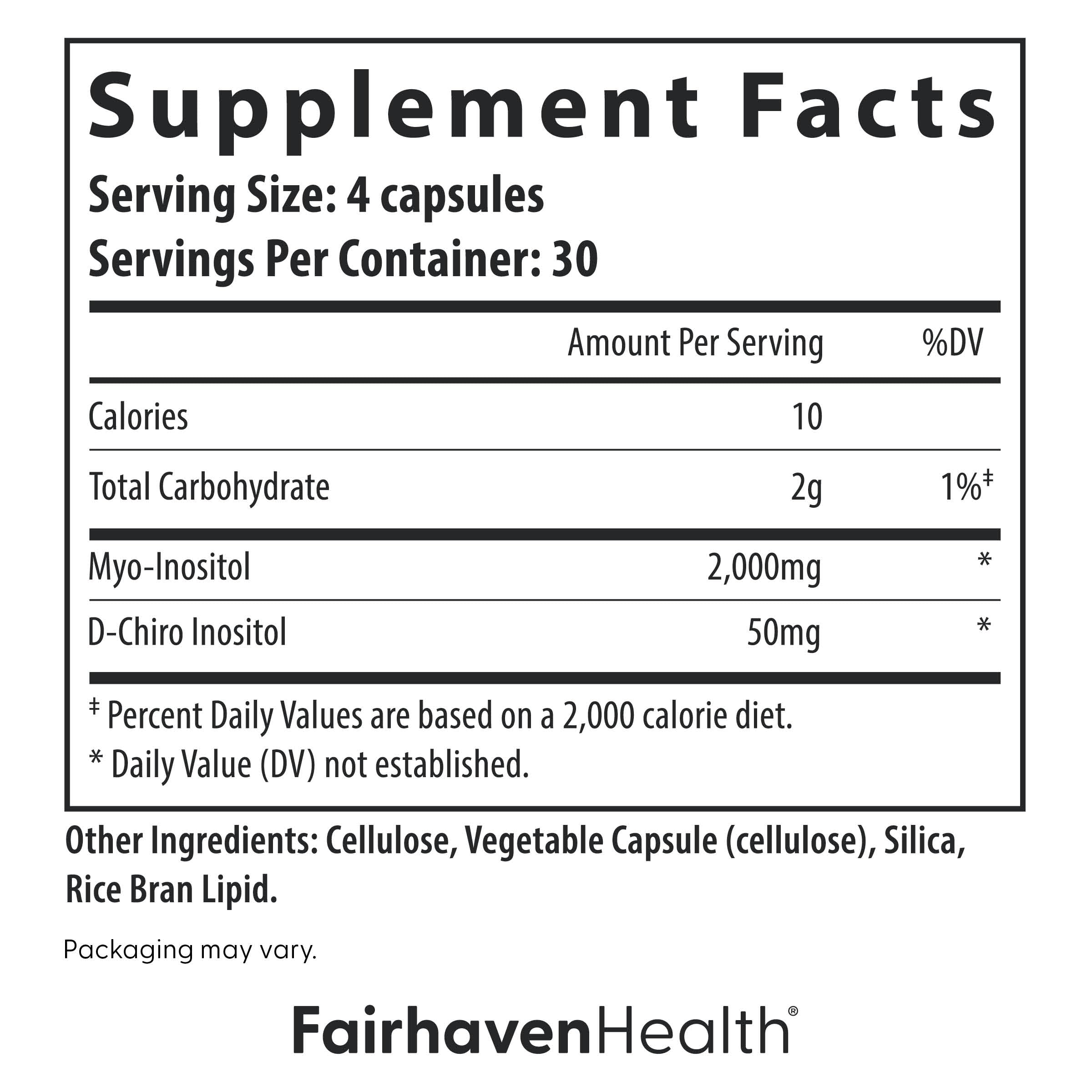Fairhaven Health Myo-Inositol and D-Chiro Inositol Supplement for Women | 40:1 Ratio | Female Fertility Supplement for Women and Hormone Balance* | Vegan | 120 Myo & D-Chiro Inositol Capsules Fairhaven HealthAu supplements